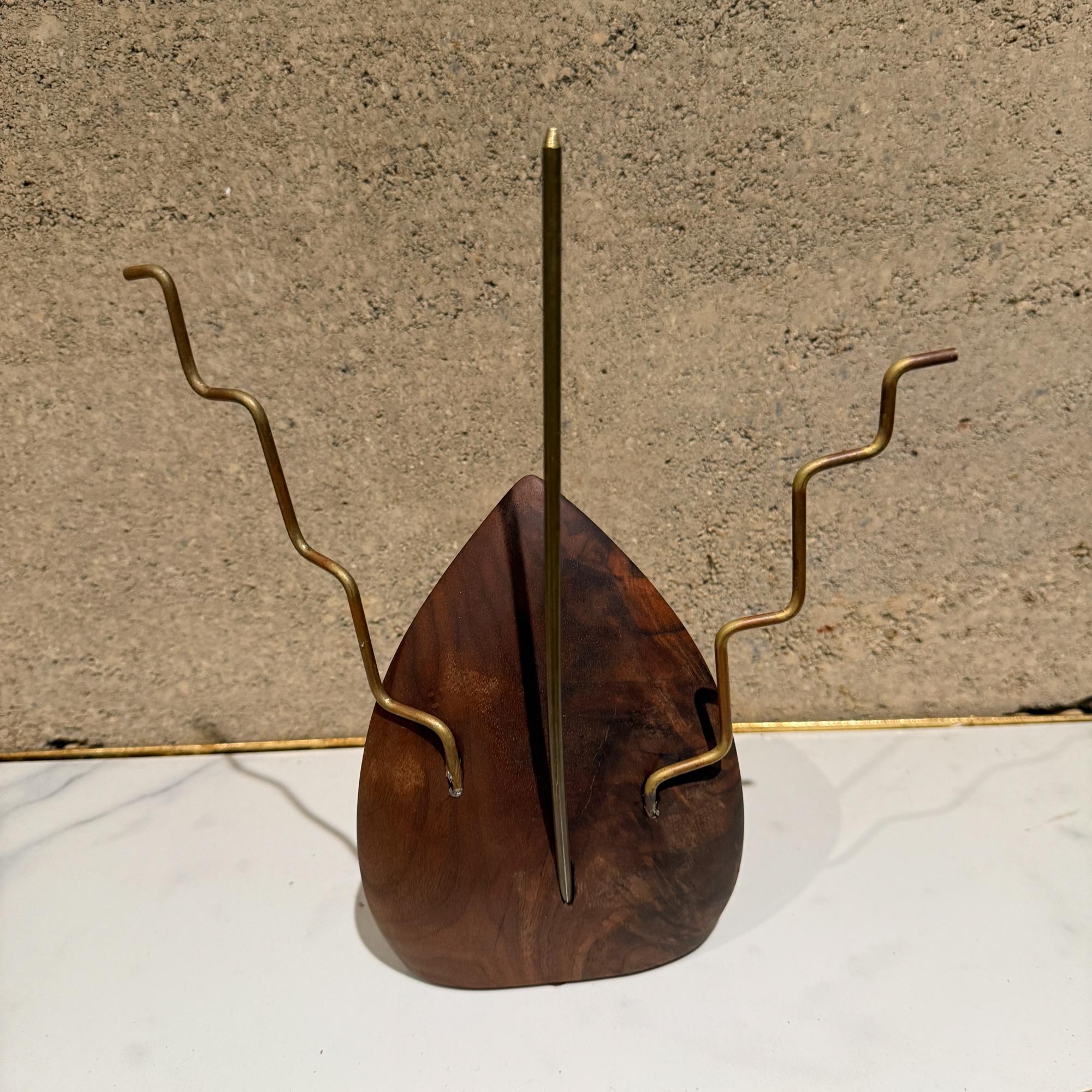 Mid Century Modern Walnut Brass Table Sculpture Signed G e Redfield For Sale 5