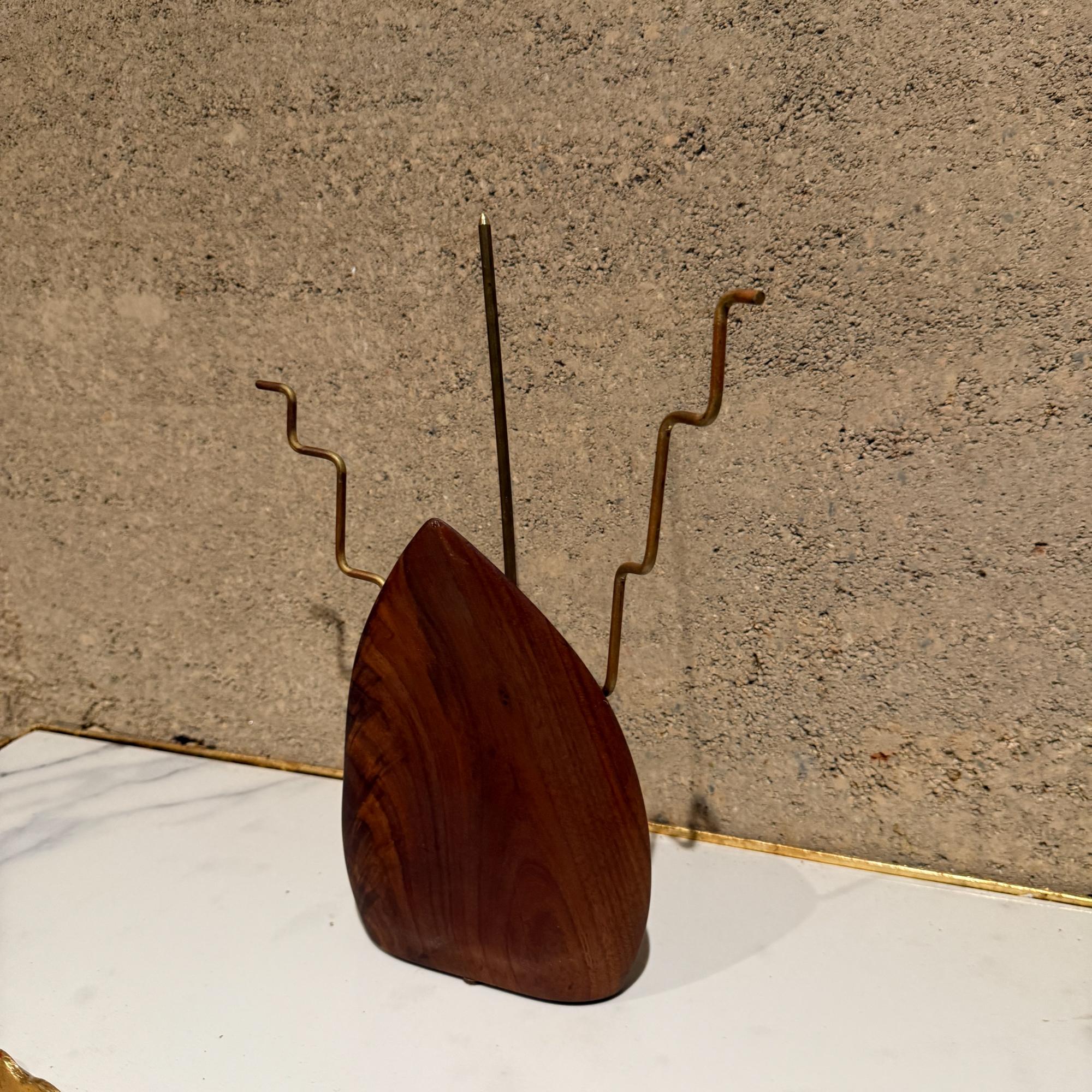 Mid-Century Modern Mid Century Modern Walnut Brass Table Sculpture Signed G e Redfield For Sale