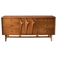 Mid-Century Modern Walnut Broyhill Brasilia Triple Dresser