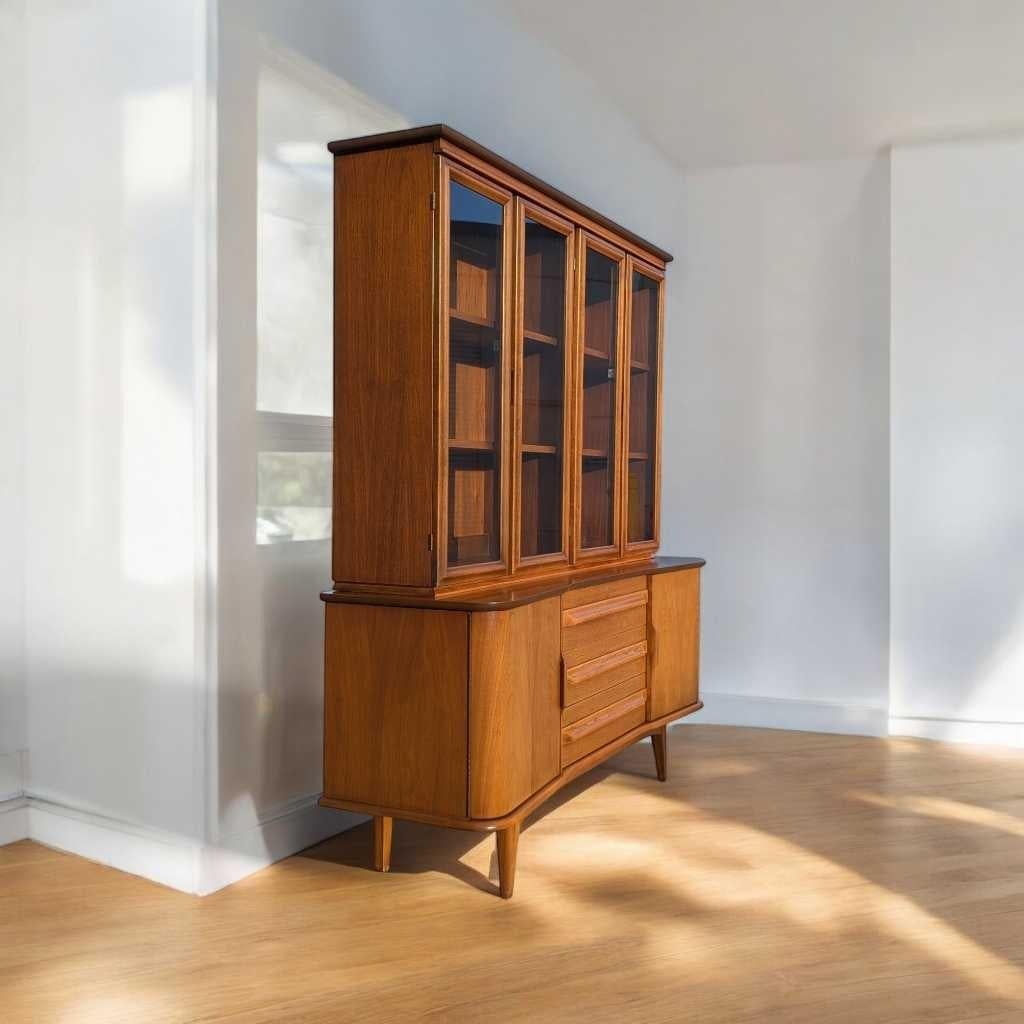 Mid-Century Modern Walnut Buffet and Hutch by Young Manufacturing Co., 1960s in vendita 7