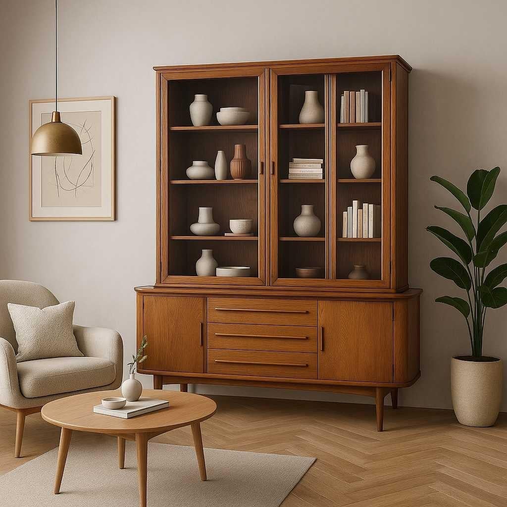 Mid-Century Modern Walnut Buffet and Hutch by Young Manufacturing Co., 1960s in vendita 12