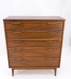 Mid-Century Modern Walnut & Burl Accents Dresser High Chest Mint!