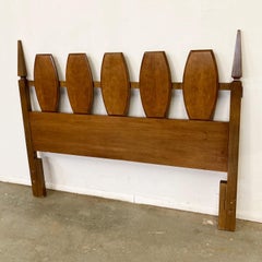 Mid-Century Modern Walnut Burl Full Size Headboard