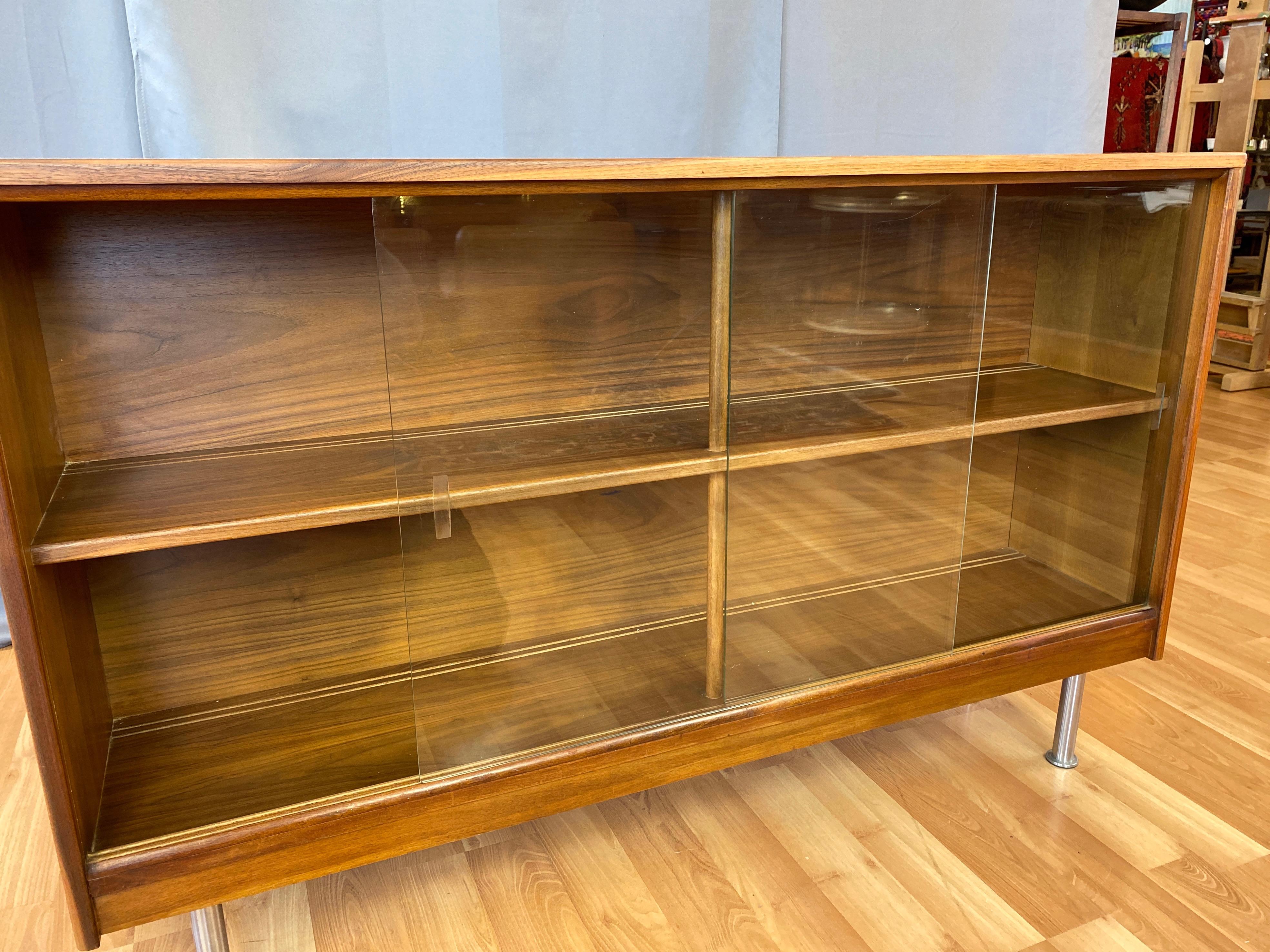 mid century cabinet with glass doors