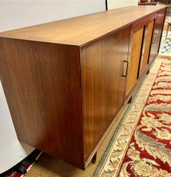 Mid-Century Modern Walnut Cane and Teak Sideboard Credenza Buffet
