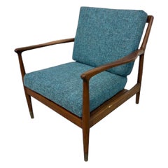 Mid-Century Modern Walnut Cane Back Arm Chair