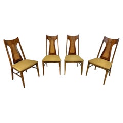 Mid-Century Modern Walnut Cane Back Dining Chairs - Set of 4