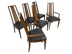 Mid-Century Modern Walnut Cane Back Dining Chairs - Set of 6