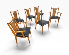 Chaises de salle à manger en noyer à dossier canné The Modernity - Lot de 6