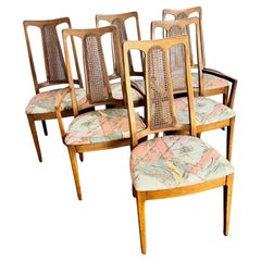 Mid Century Modern Walnut Cane Back Dining Chairs - Set of 6