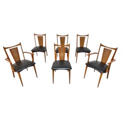 Chaises de salle à manger en noyer à dossier canné The Modernity - Lot de 6