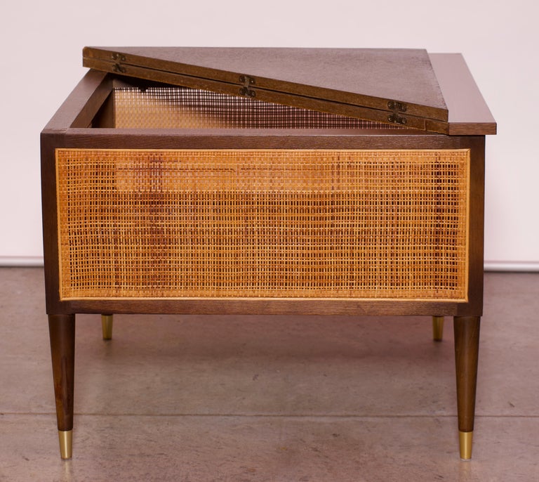 MidCentury Modern Walnut and Cane Blanket Chest at 1stDibs