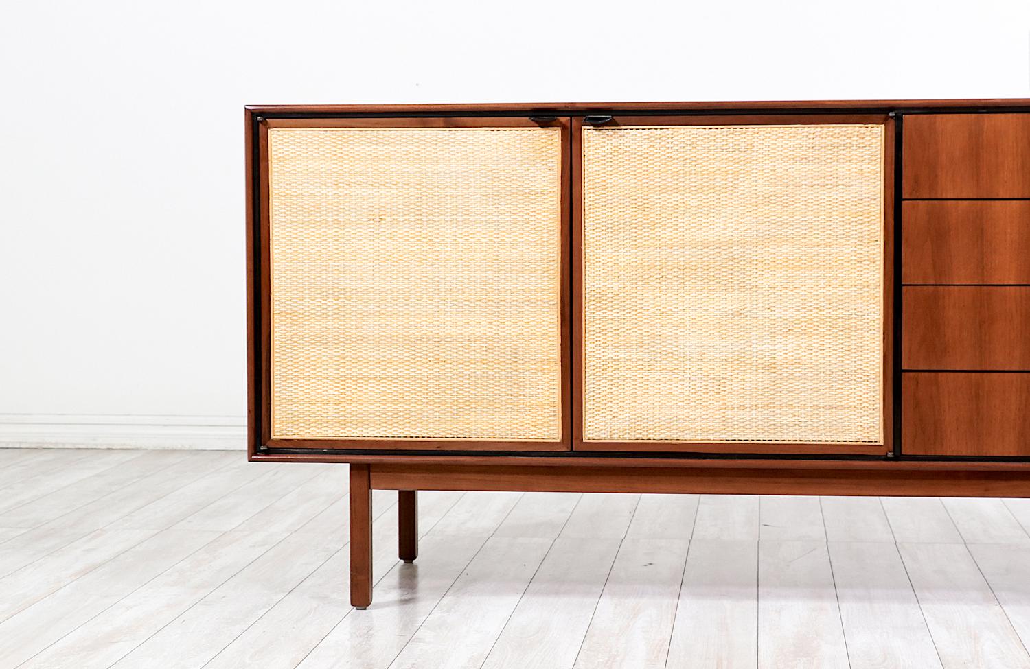 Mid-Century Modern Walnut & Cane Credenza by Jack Cartwright for Founders 3