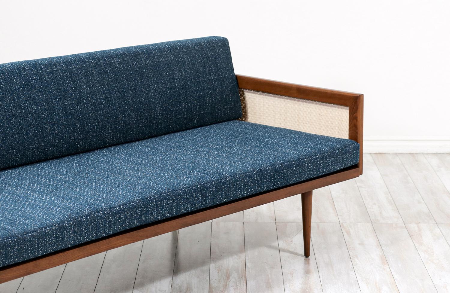 Expertly Restored - Mid-Century Modern Walnut & Cane Daybed Sofa 3
