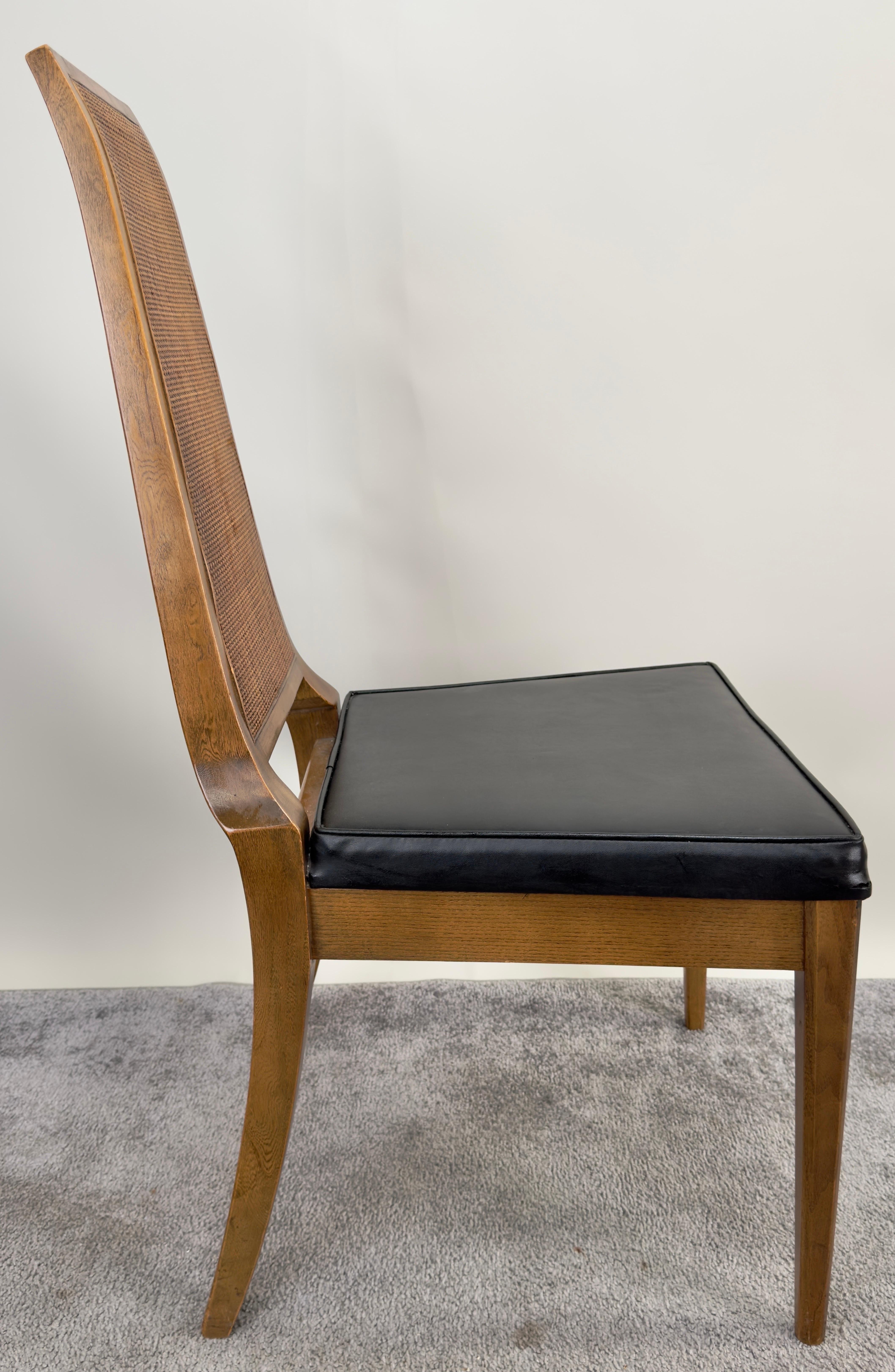 Mid Century Modern Walnut & Cane Dining Chair by American of Martinsville, 6 pcs en venta 6