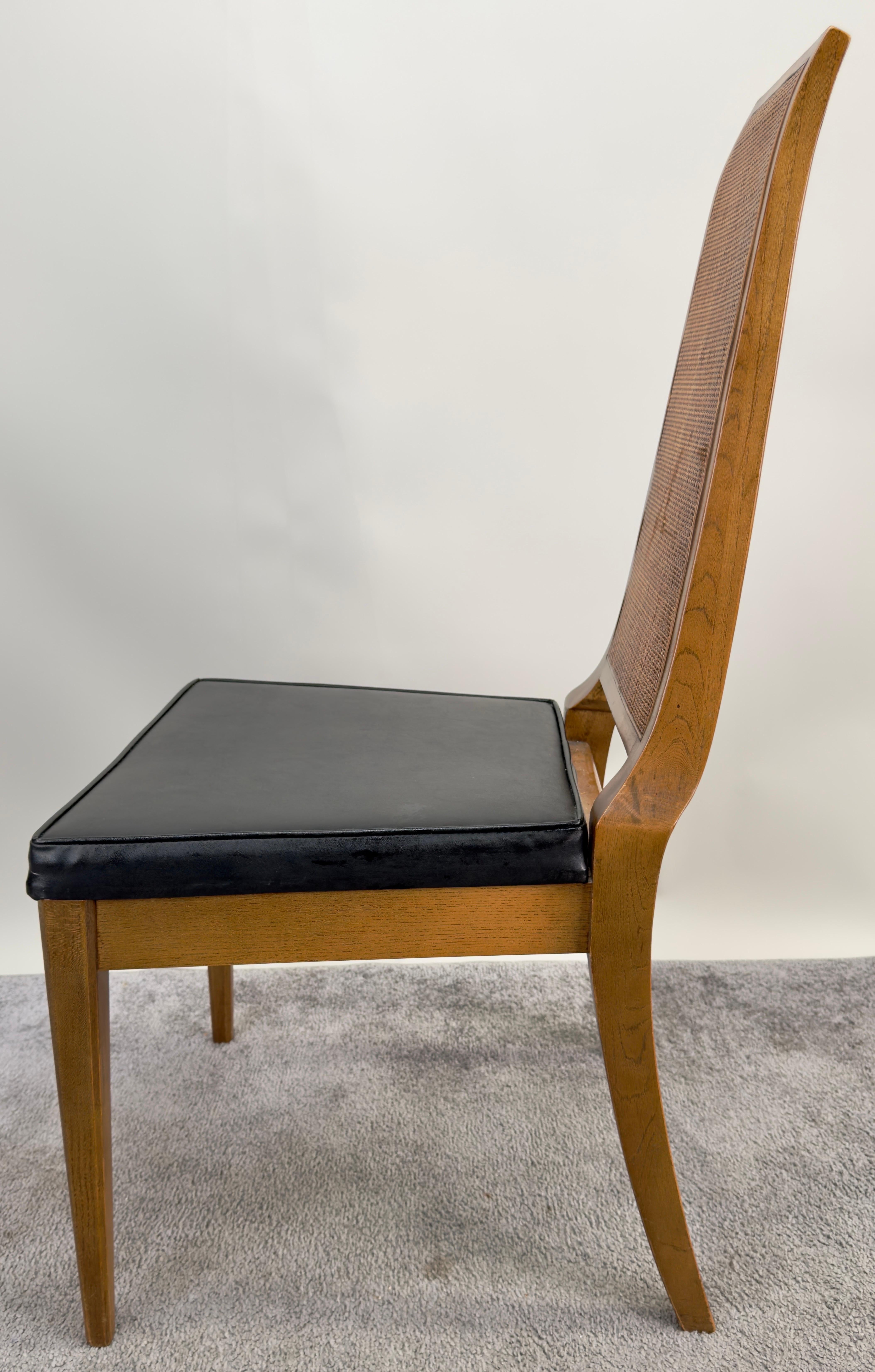 Chaise de salle à manger en noyer et cannage de style moderne du milieu du siècle par American of Martinsville, 6 pièces en vente 8