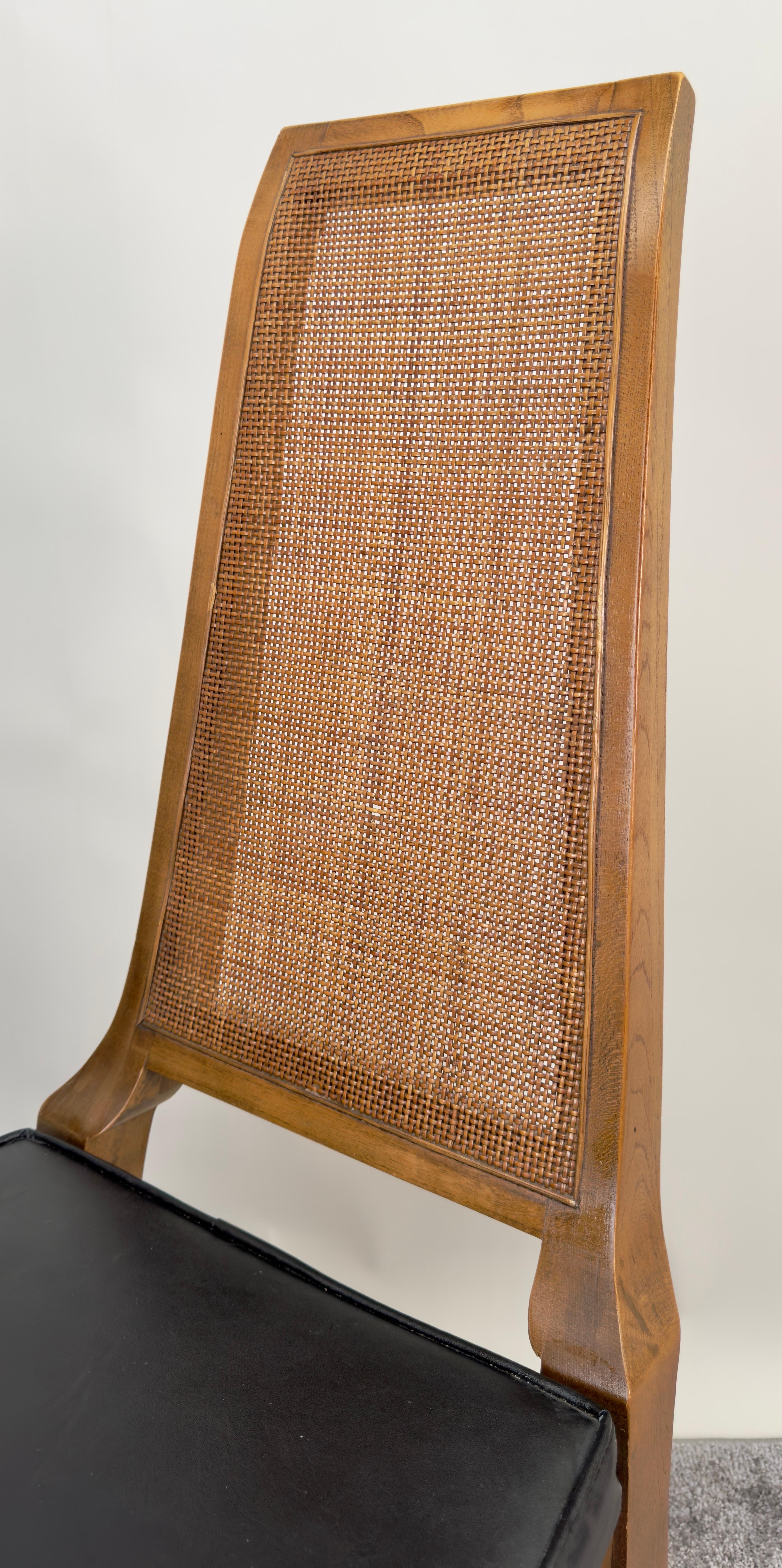Mid Century Modern Walnut & Cane Dining Chair by American of Martinsville, 6 pcs For Sale 11