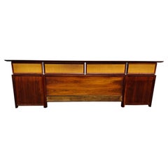 Mid-Century Modern Walnut & Cane King Size Headboard