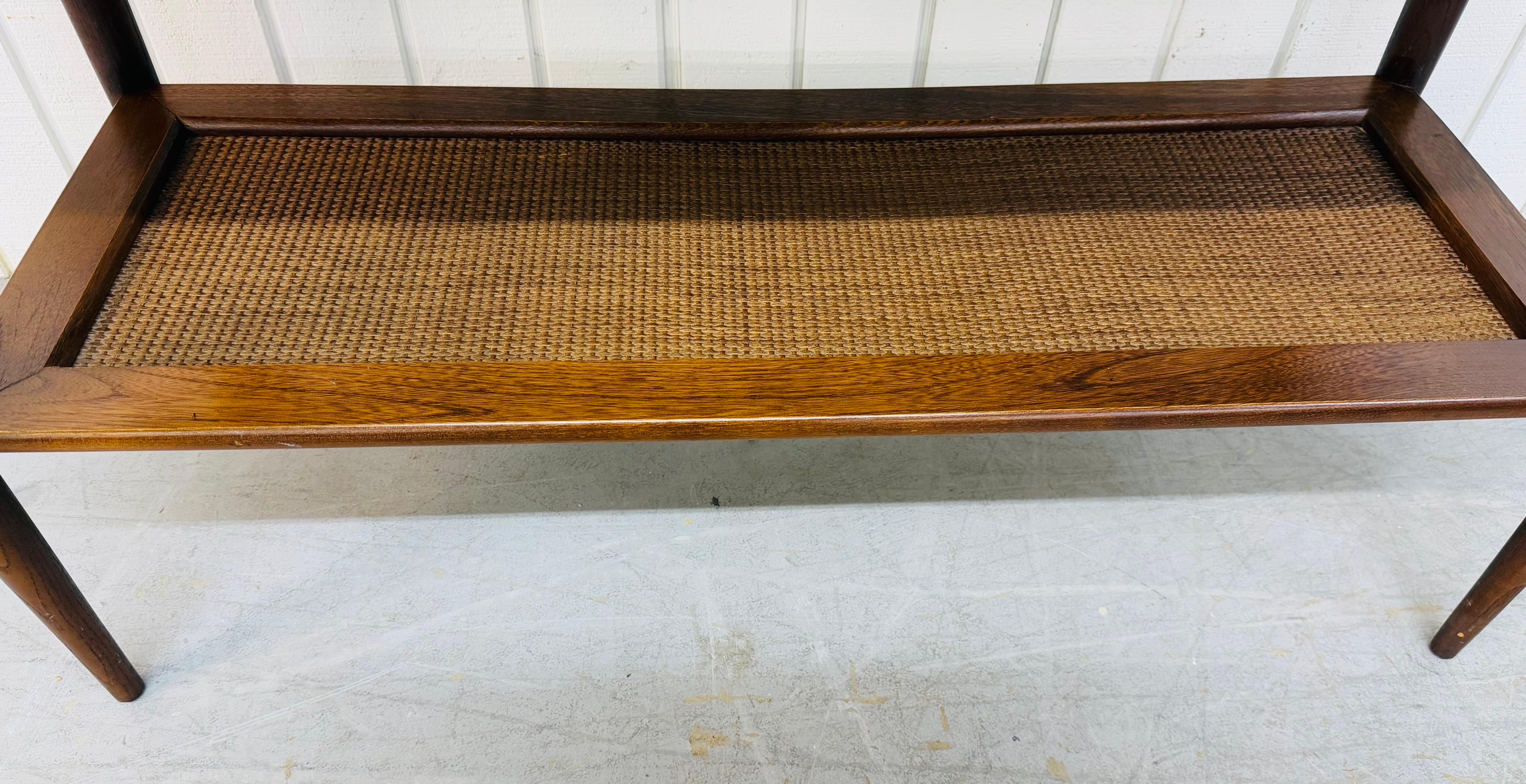 Mid-Century Modern Walnut & Cane Sofa Table For Sale 2