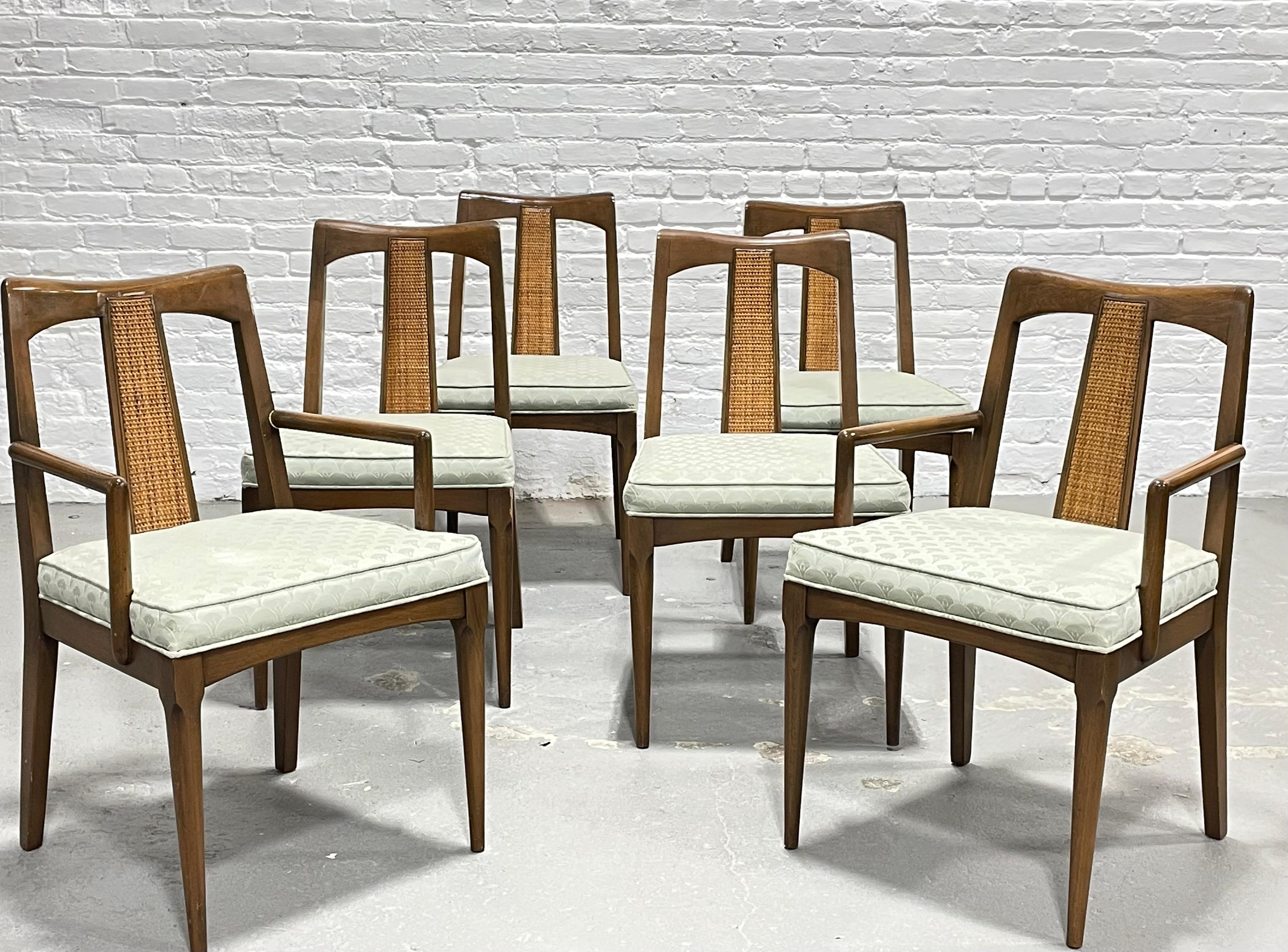 Mid-Century Modern Walnut Caned Dining Chairs, Set of 6 For Sale 3