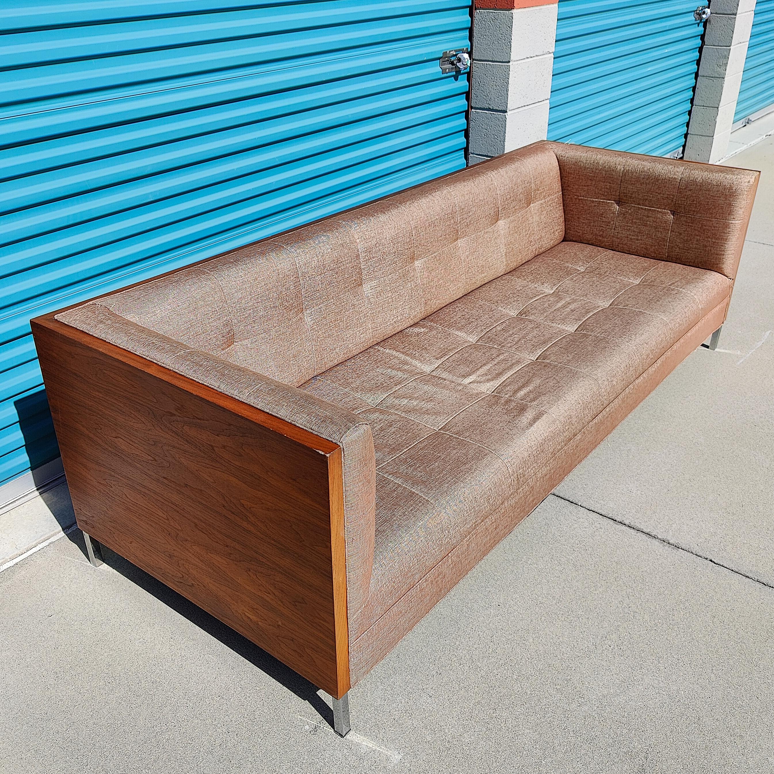 Mid-Century Modern Walnut Case Sofa Attributed to Milo Baughman 2