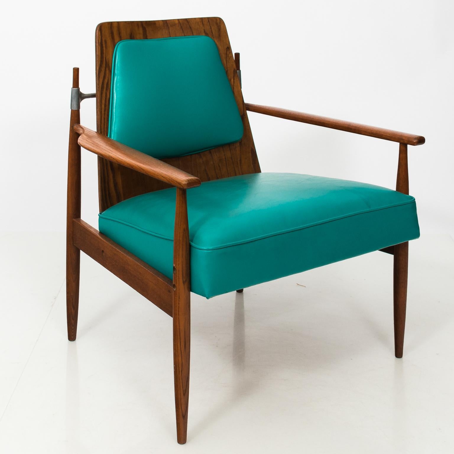 Mid-Century Modern Walnut Chair and Ottoman 6