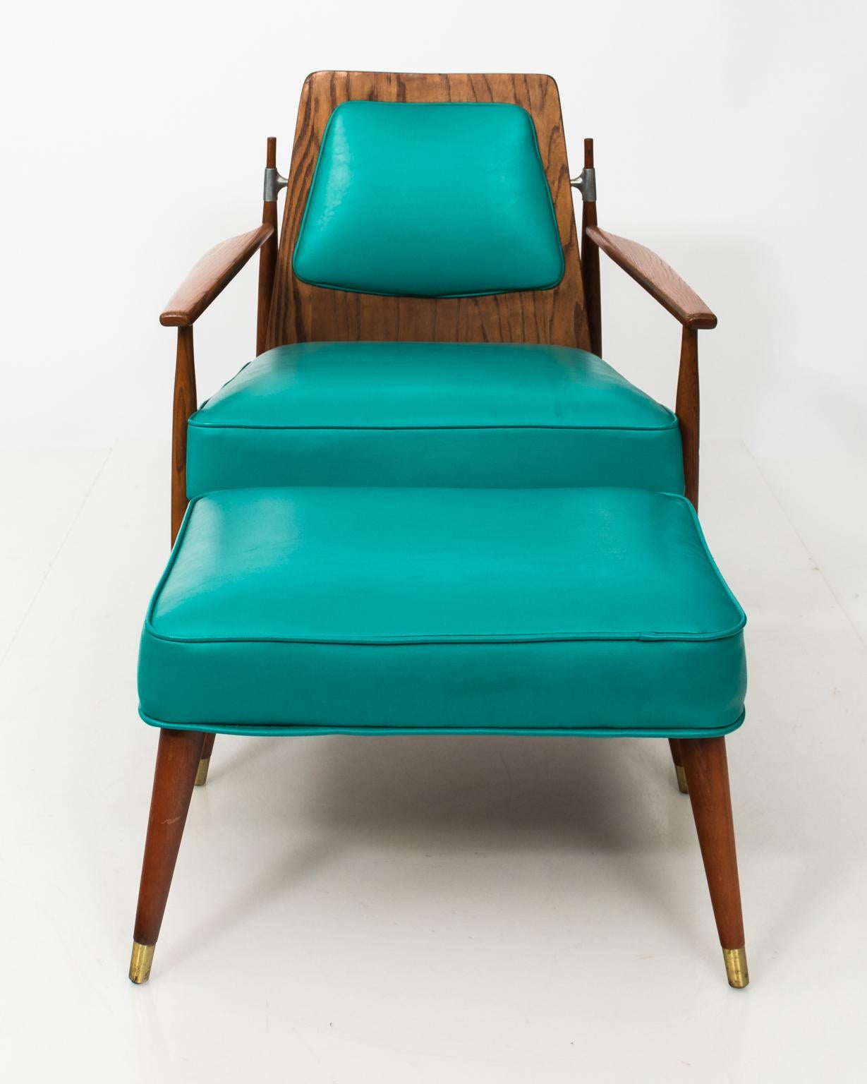Mid-Century Modern Walnut Chair and Ottoman 4