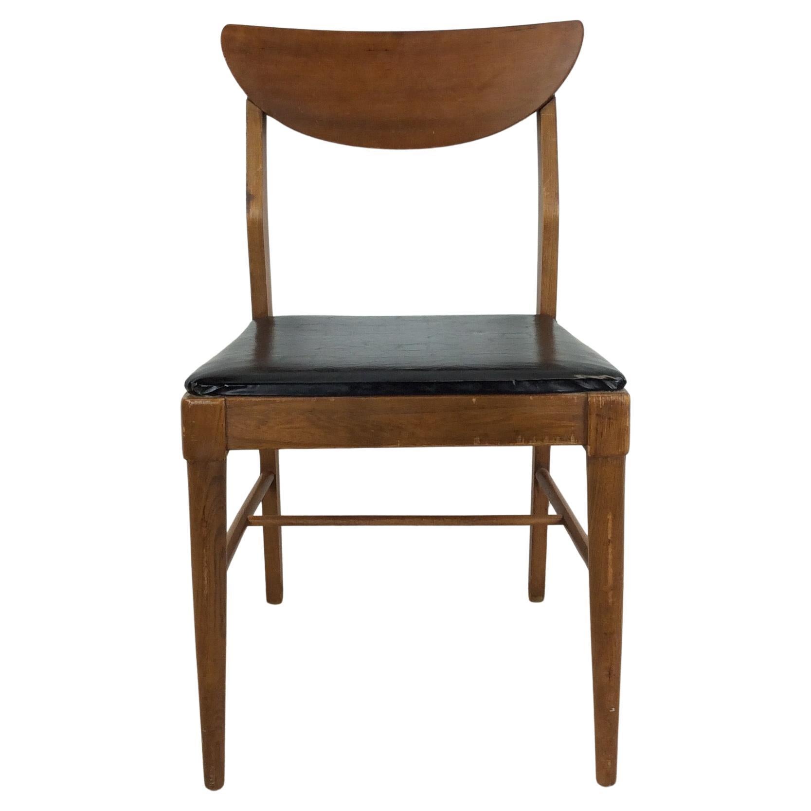Mid Century Modern Walnut Chair with Black Vinyl
