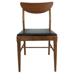 Mid Century Modern Walnut Chair with Black Vinyl