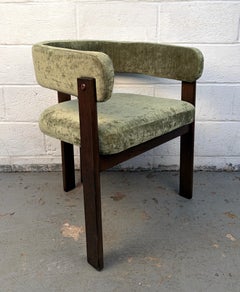 Mid-Century Modern Walnut Chair with Plush Green Upholstery