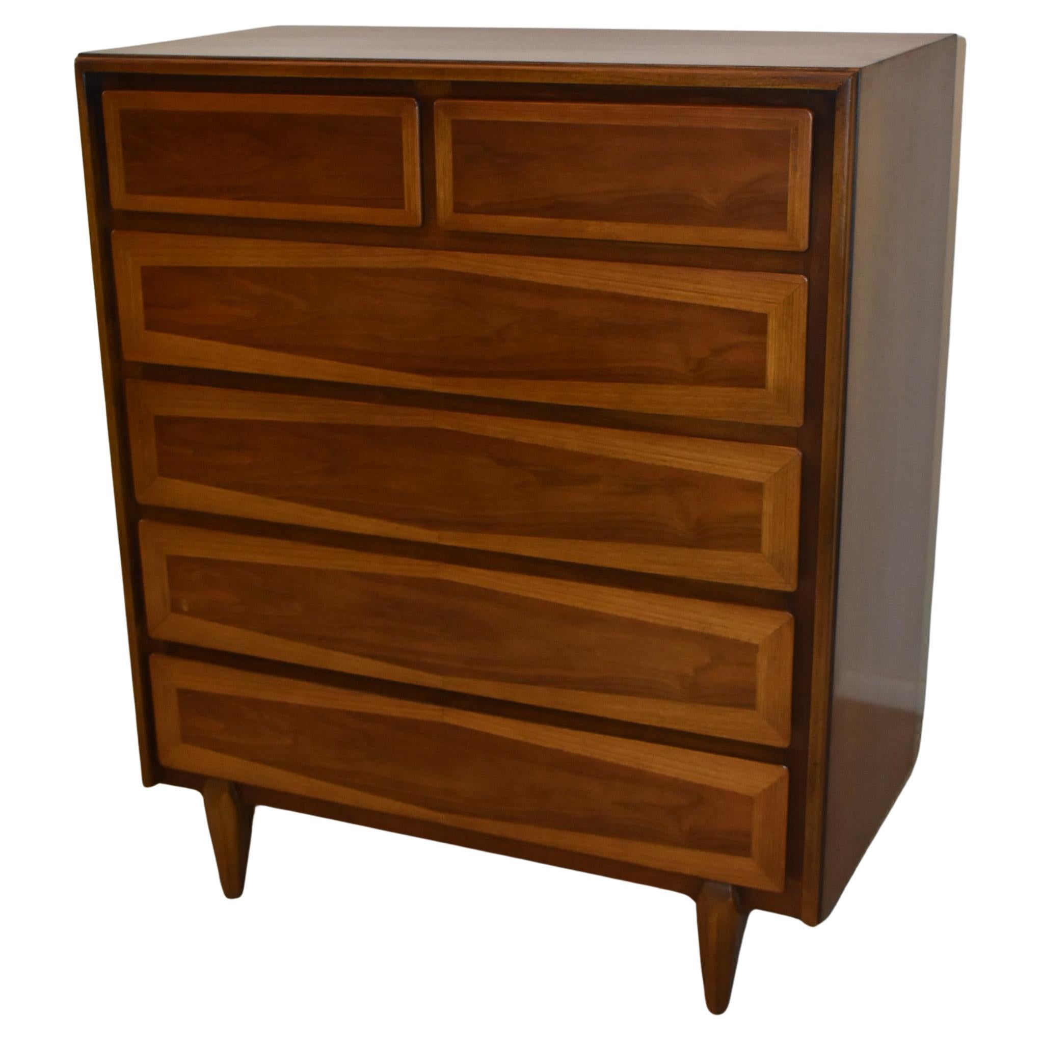 Mid-Century Modern Walnut Chest by American of Martinsville For Sale