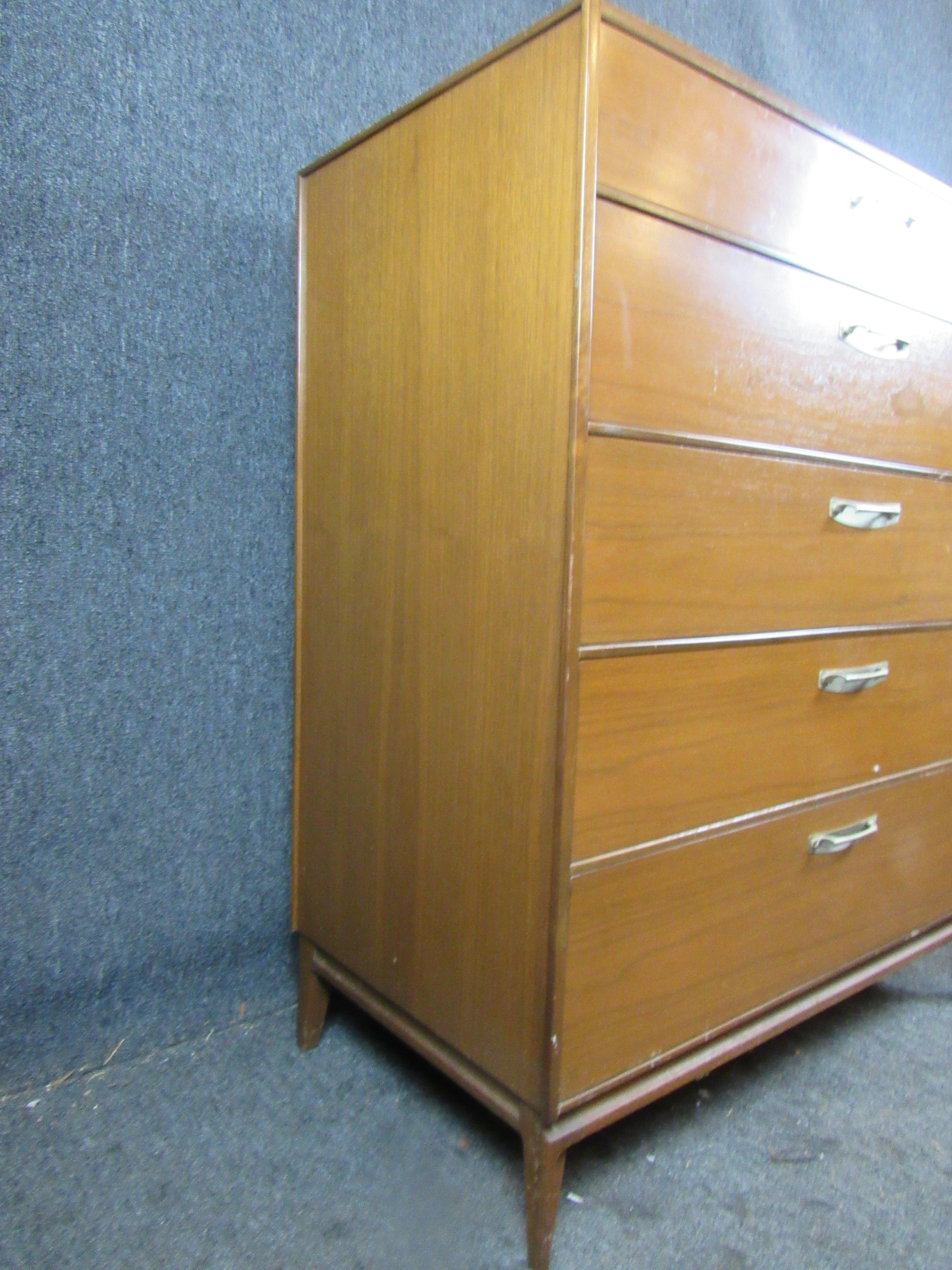 Mid-Century Modern Walnut Chest of Drawers For Sale 1