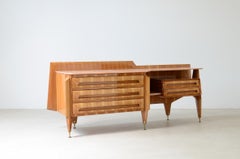 Mid century modern walnut chest of drawers with Portuguese light pink marble top