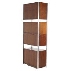 Mid Century Modern Walnut, Chrome & Cane Modular Secretary by Founders 20thC