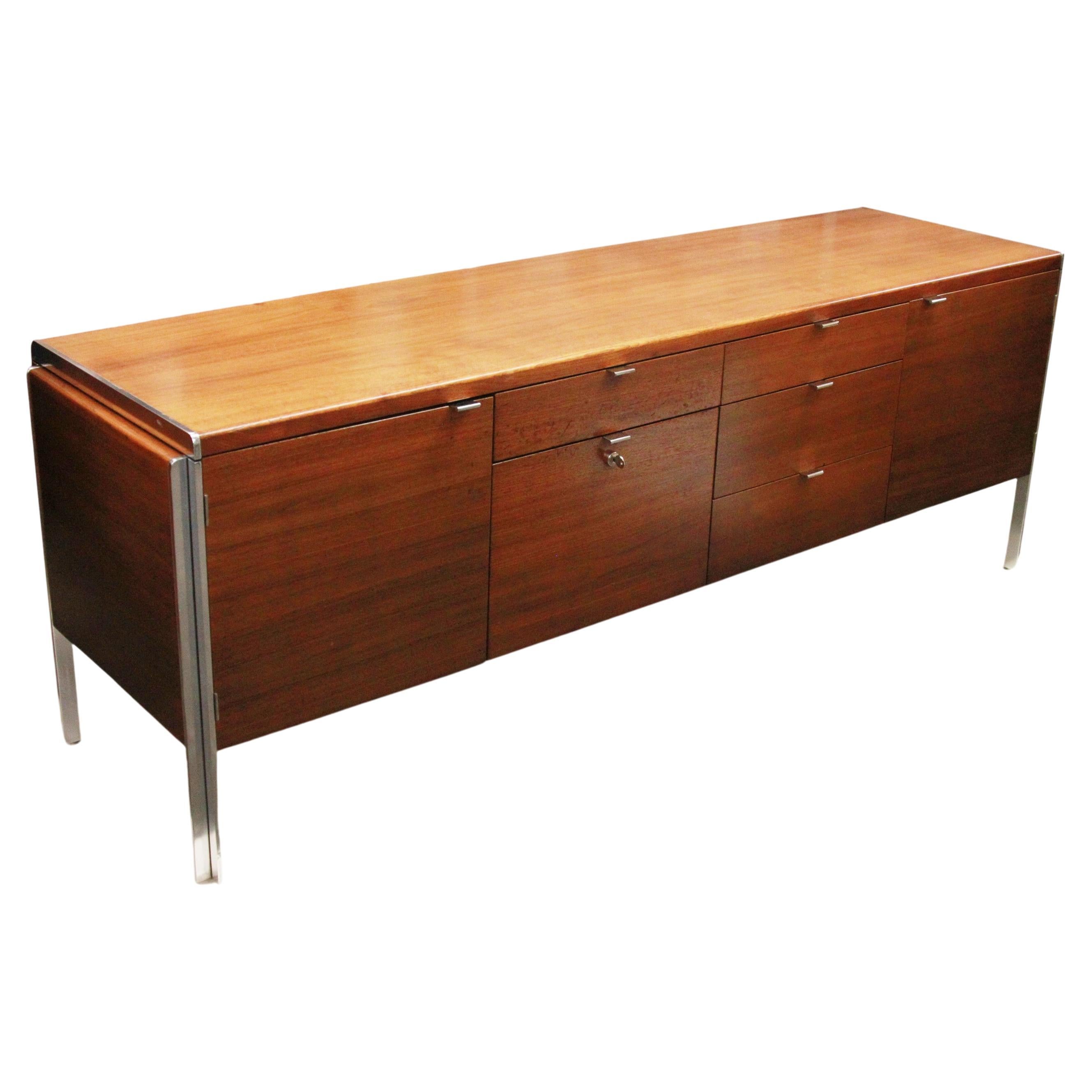 Mid-Century Modern Walnut & Chrome Credenza by Alexis Yermakov for Stow Davis