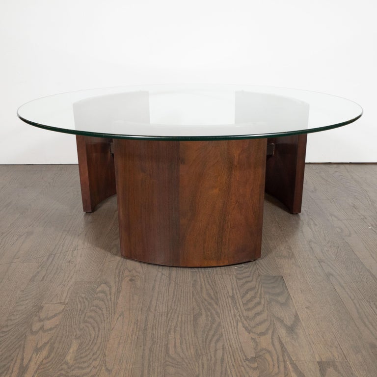 MidCentury Modern Walnut, Chrome and Glass Cocktail Table by Vladimir