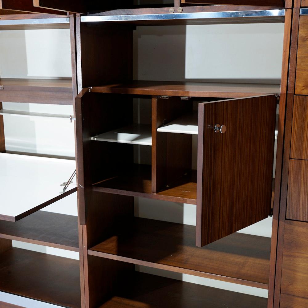 Mid-Century Modern Walnut & Chrome Modular Secretary, Desk, Shelves & Cabinet 7