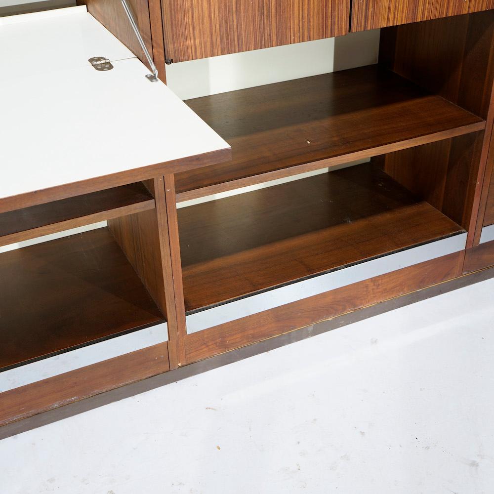 Mid-Century Modern Walnut & Chrome Modular Secretary, Desk, Shelves & Cabinet 11