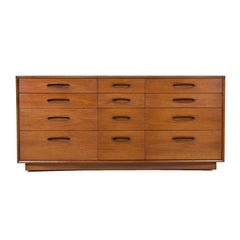 Mid-Century Modern Walnut "Circa 60" Henredon 12-Drawer Dresser on Casters