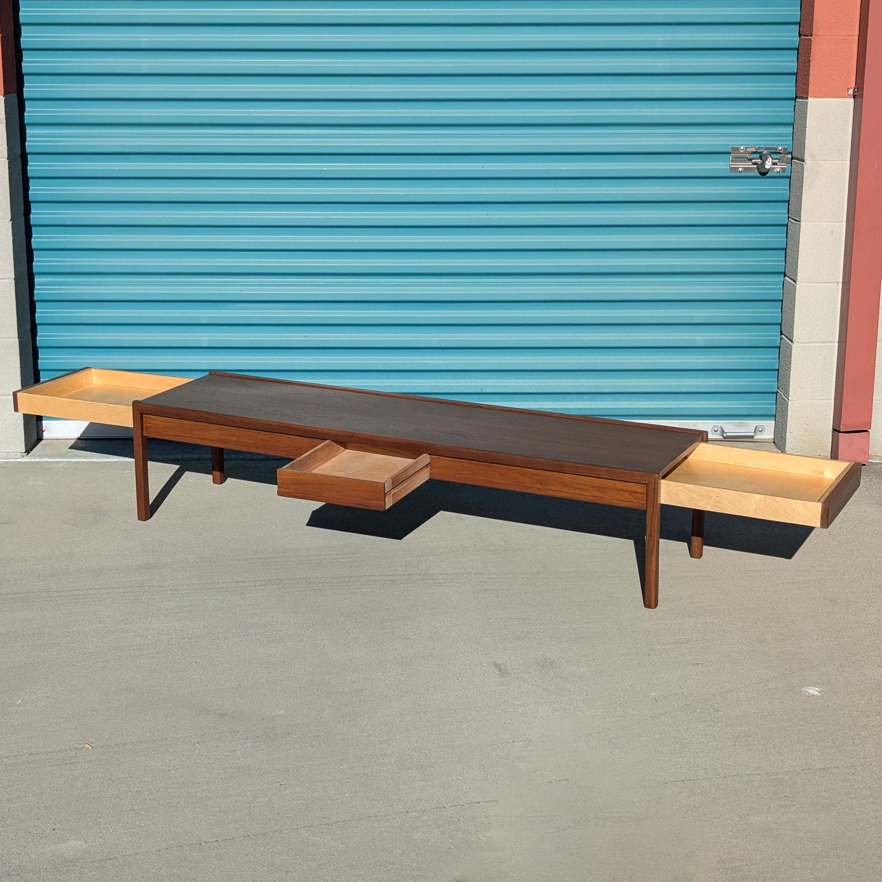 Mid Century Modern Walnut Coffee Table By Brown Saltman, c1960s For Sale 6