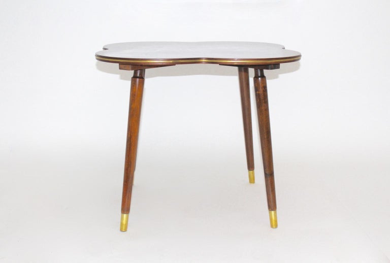 MidCentury Modern Walnut Coffee Table in Clover Leaf Shape Vienna