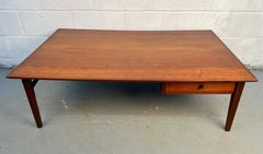 Mid-Century Modern Walnut Coffee Table with Drawer