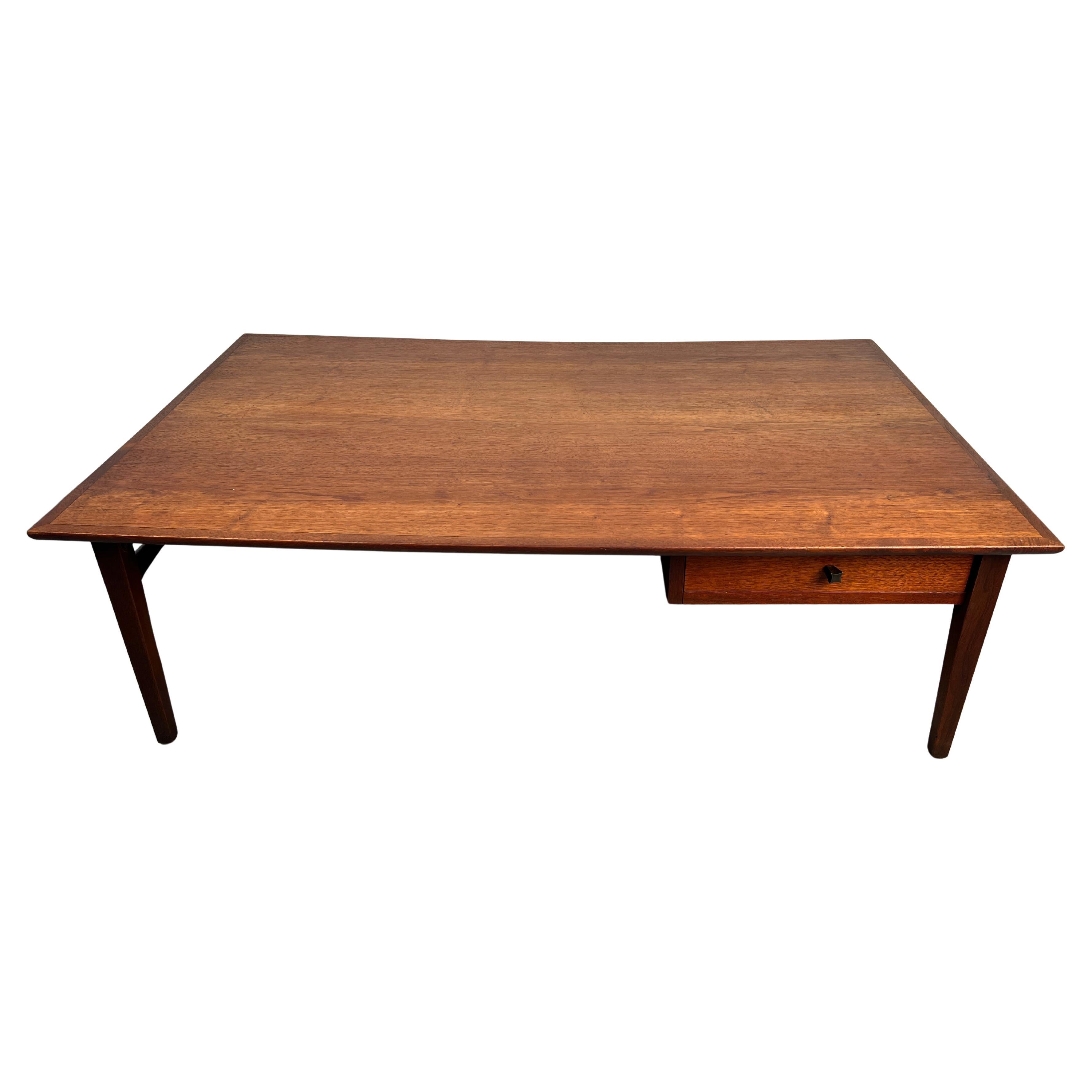 Mid-Century Modern Walnut Coffee Table with Drawer
