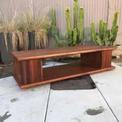 Mid-Century Modern Walnut Coffee Table with Tambour Doors