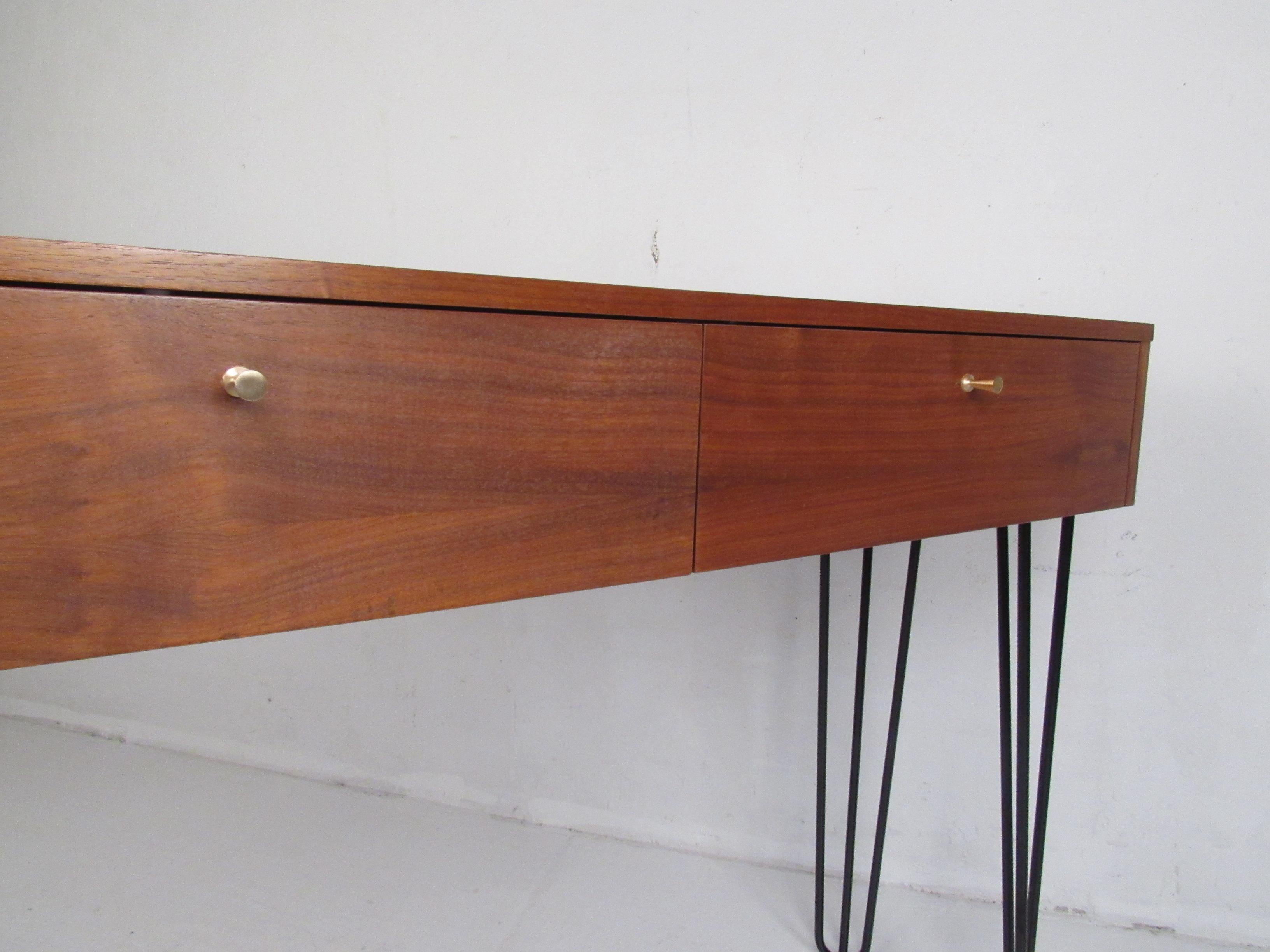 Mid-Century Modern Walnut Console Table or Vanity 6