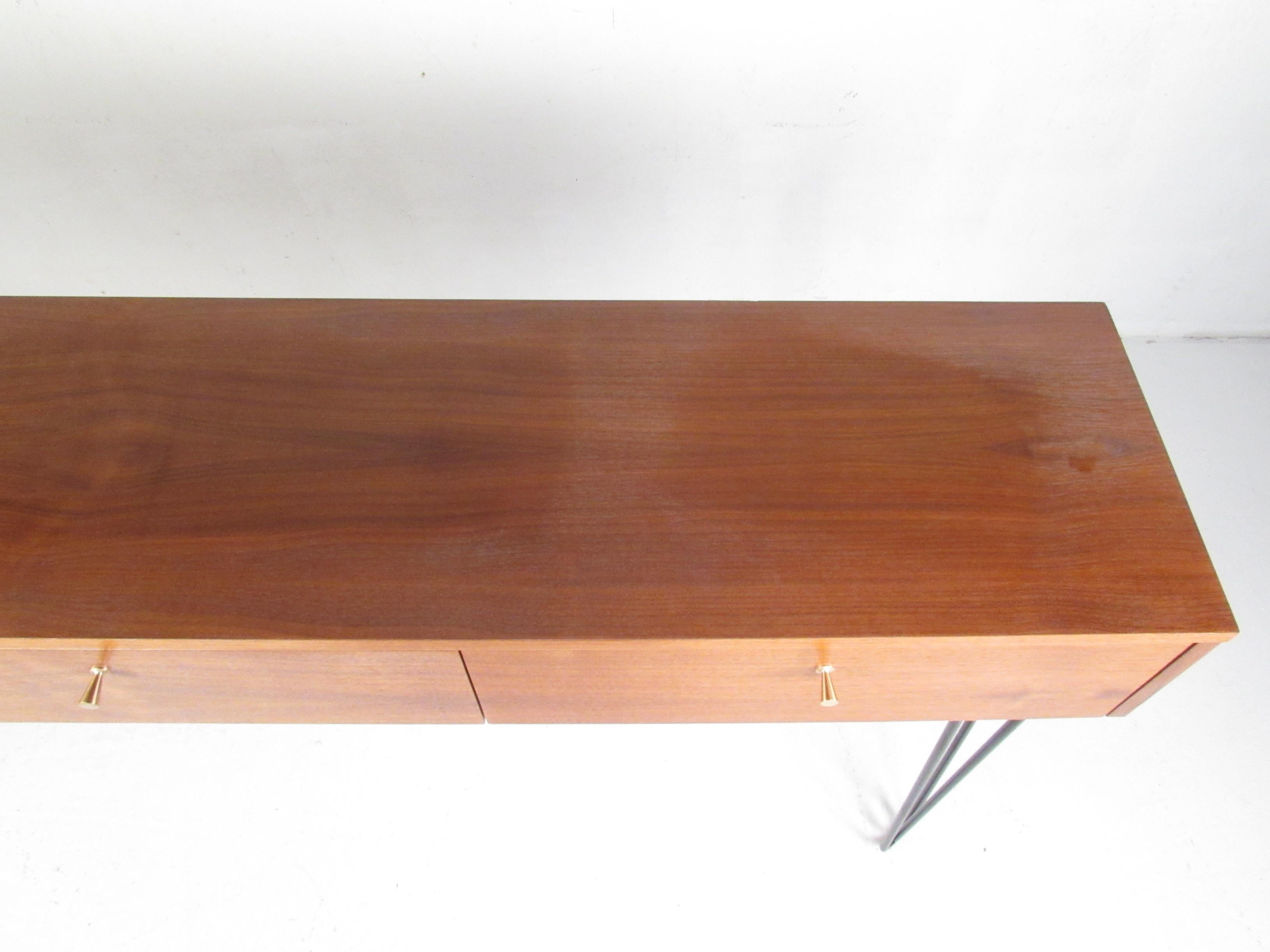 Mid-Century Modern Walnut Console Table or Vanity 9