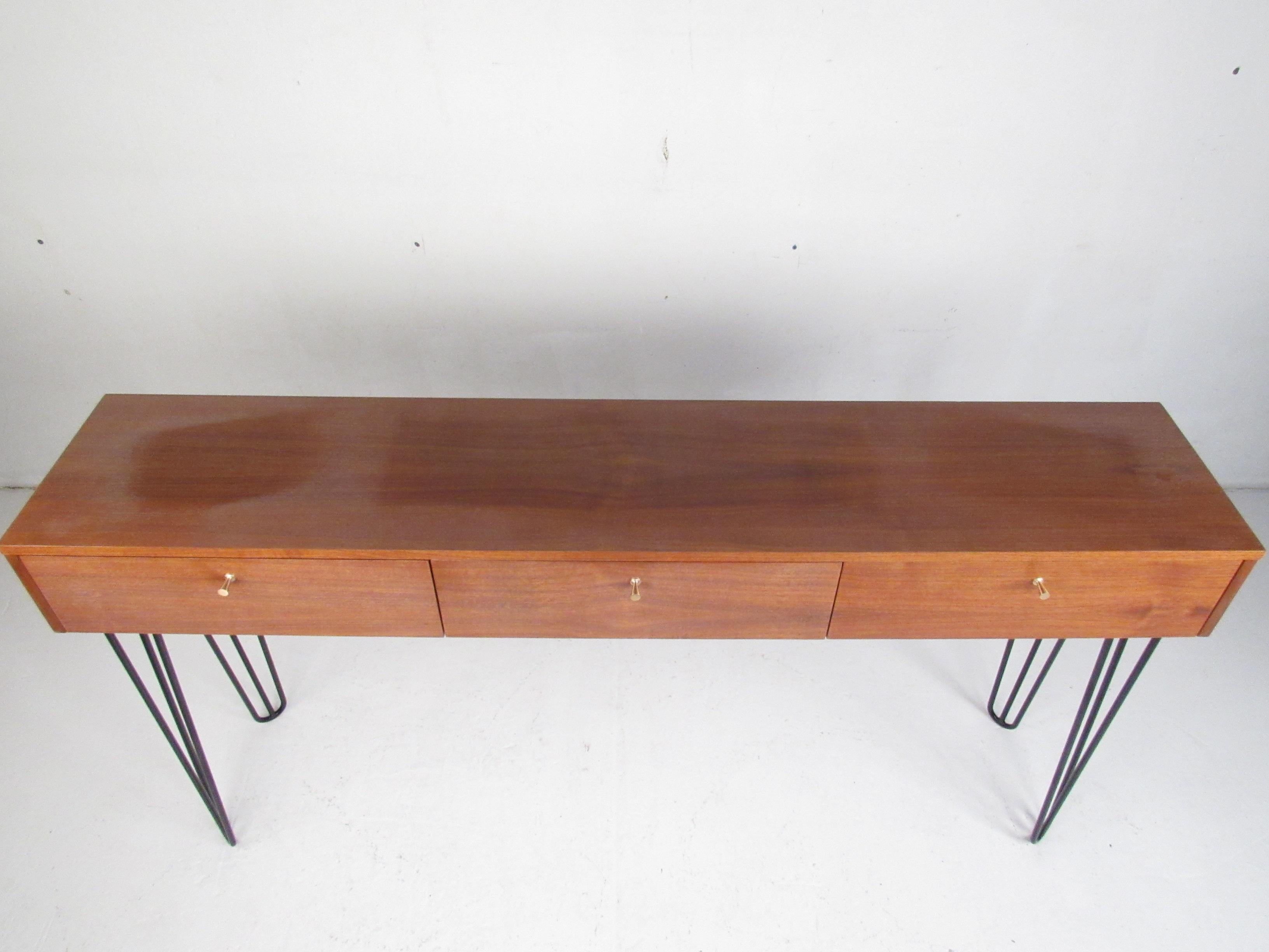 Late 20th Century Mid-Century Modern Walnut Console Table or Vanity