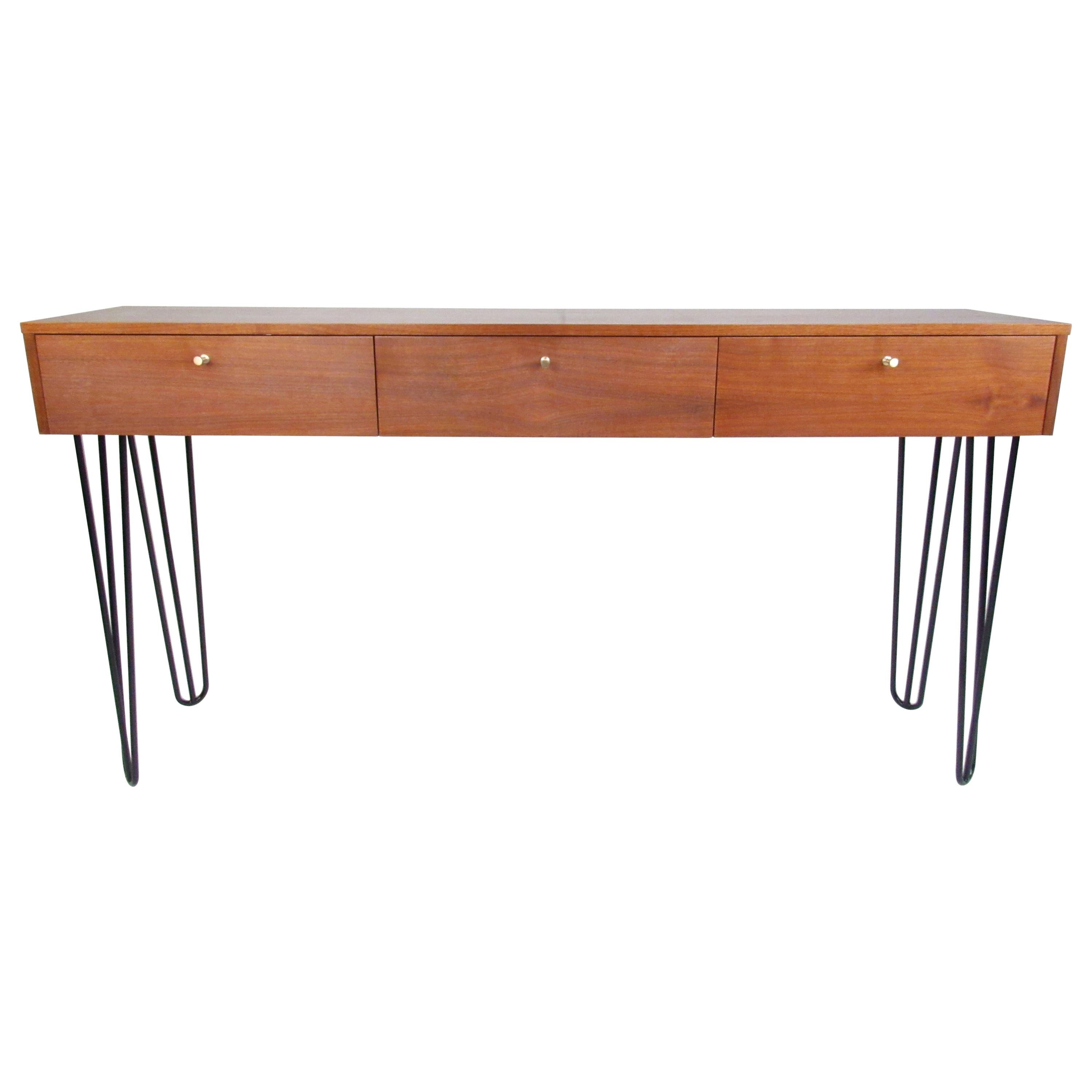 Mid-Century Modern Walnut Console Table or Vanity