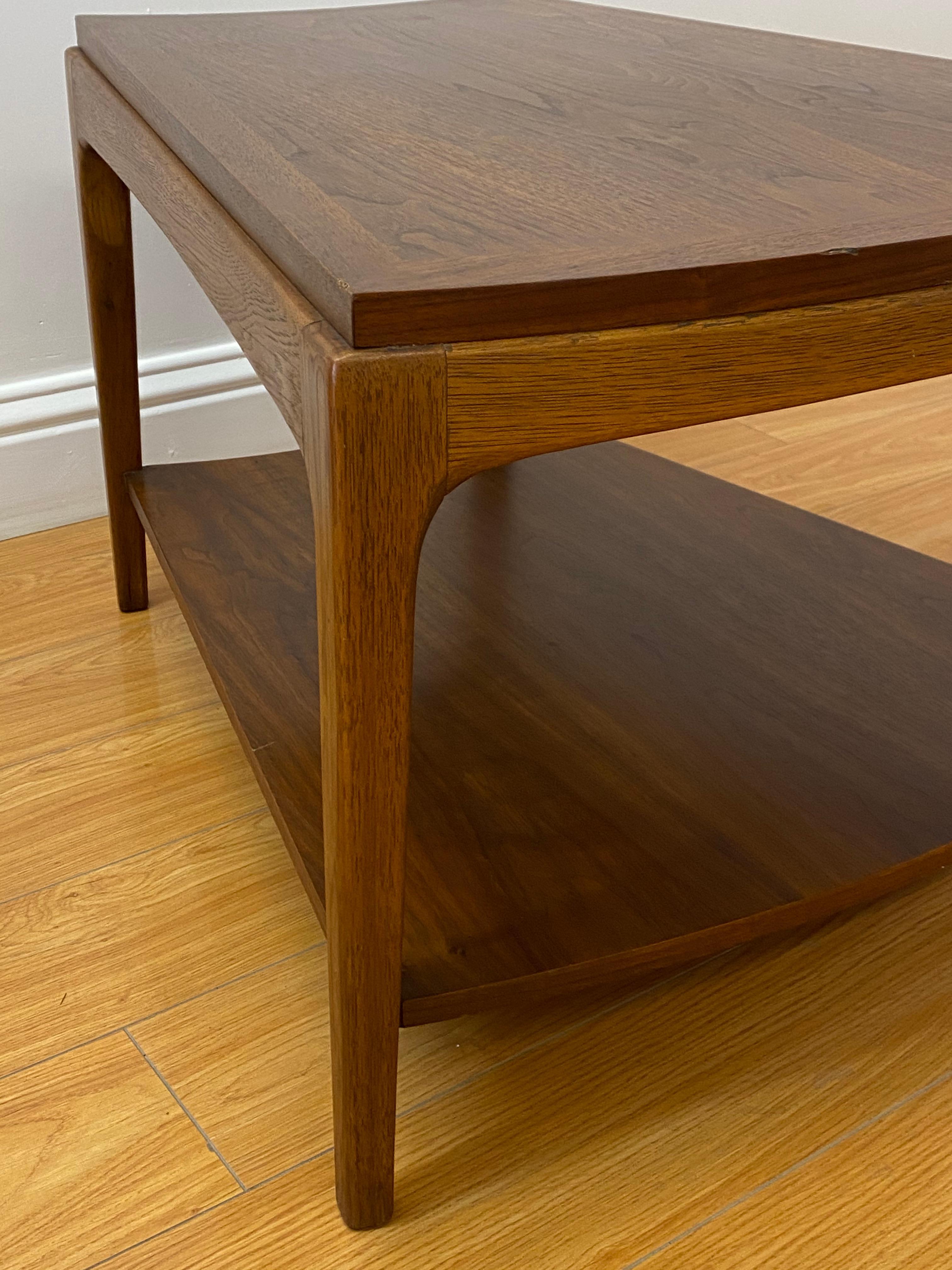 American Mid-Century Modern Walnut Corner, Side / Coffee Table by Lane, Altavista, Virgin