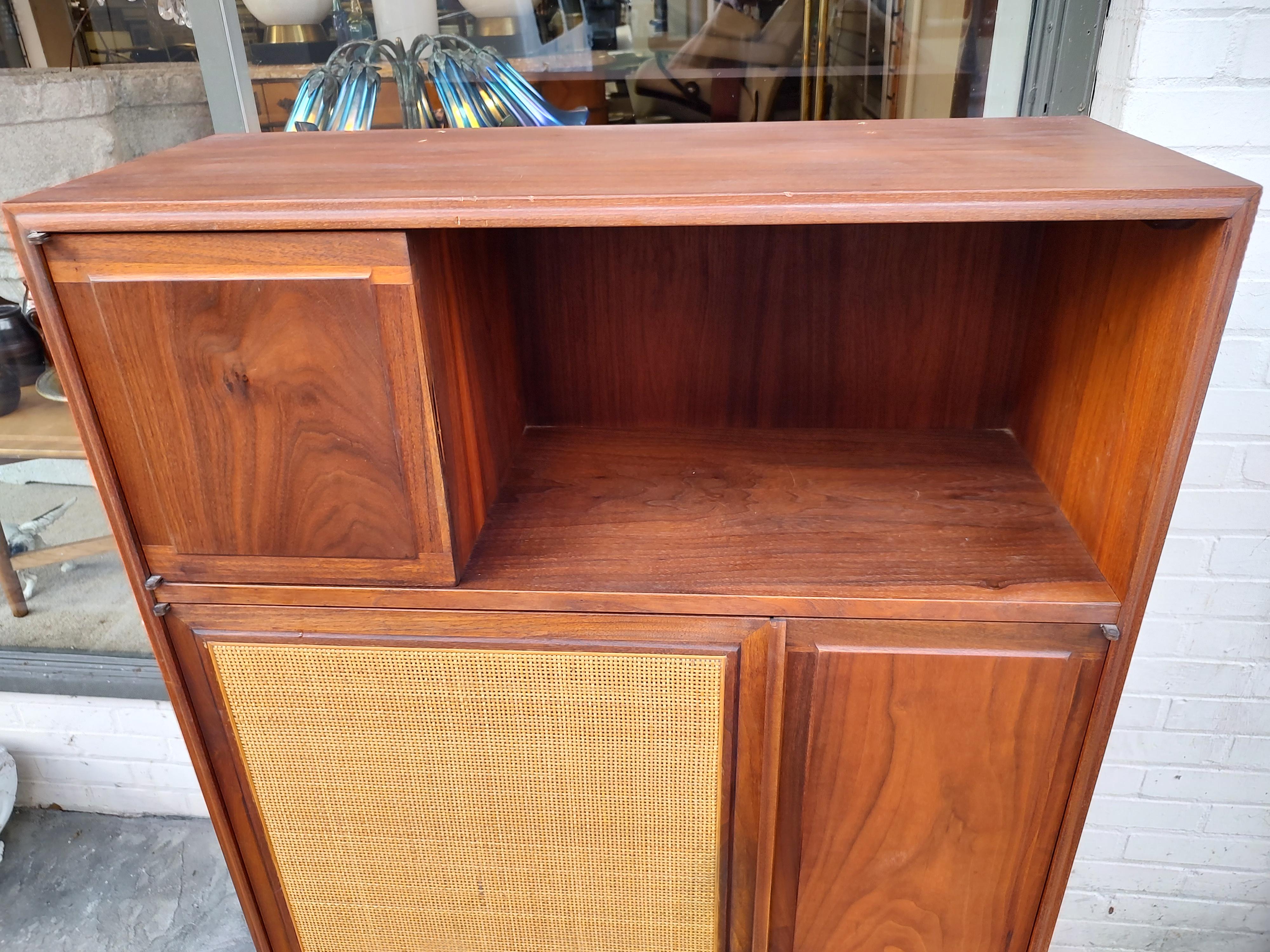 Brass Mid-Century Modern Walnut Credenza Attributed to Founders
